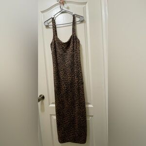 Good American 90’s leopard print midi dress- GA size 4/XL